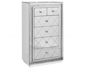 Nysa Mirrored Accent Cabinet with Faux Crystals