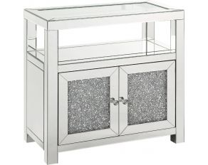 Noralie Mirrored Accent Cabinet with Clear Glass Top