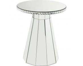 Lotus 20 Inch Accent Table with Faux Crystals Inlay in Mirrored Finish
