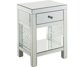 Nysa Mirrored Accent Table with Faux Crystals