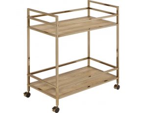 Barb Serving Cart in Natural and Champagne Finish