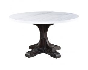 Gerardo Round Dining Table with White Marble Top in Weathered Espresso Finish