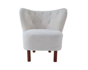 Zusud Wingback Accent Chair in White Teddy Sherpa