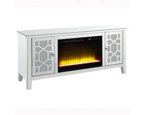 Noralie 2 Door Storage TV Stand with LED Fireplace in Mirrored Finish