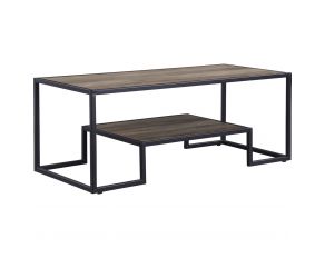 Idella Accent Coffee Table in Rustic Oak and Black Finish