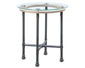 Brantley End Table with Clear Glass Top in Sandy Gray Finish