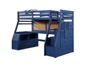 Jason II Storage Twin Loft Bed in Navy Blue