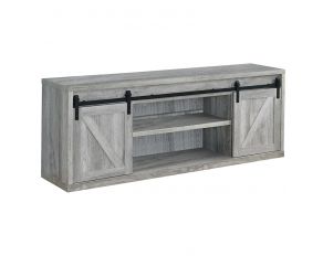 71-Inch 3-Shelf Sliding Doors TV Console in Grey Driftwood