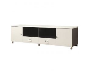 2-Drawer TV Console in White And Grey