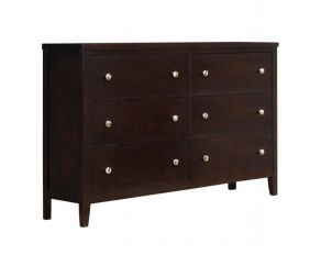 Carlton 6 Drawer Rectangular Dresser in Cappuccino