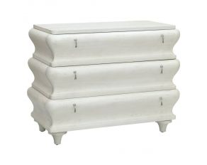 3-Drawer Chest with Teardrop Hardware in White and Silver