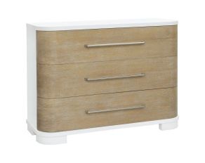 3-Drawer Living Room Chest in White and Light Wood Finish