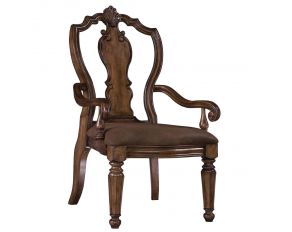 San Mateo Carved Back Arm Chair in Rich Pecan