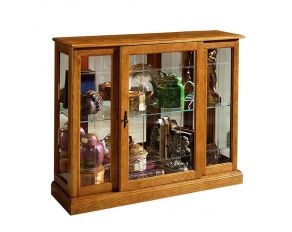 Pulaski Furniture Mirrored Curio Console in Golden Oak