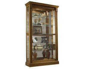 PFC Estate Oak Mirrored Two Way Sliding Door Curio in Oak