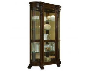 PFC Curved End Mirrored Curio in Maple Brown