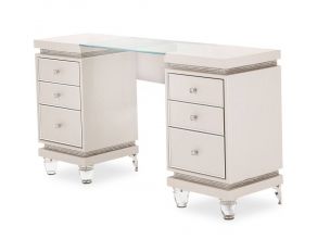 Glimmering Heights Upholstered Vanity Desk in Ivory