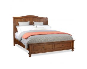 Oxford Traditional California King Sleigh Storage Bed in Whiskey Brown