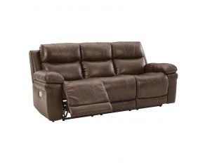 Edmar Power Reclining Sofa in Chocolate Brown