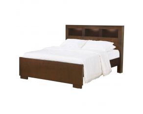 Jessica Queen Bed With Storage Headboard in Cappuccino