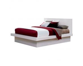 Jessica California King Platform Bed With Rail Seating in White