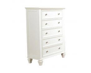 Sandy Beach 5 Drawer Rectangular Chest in White