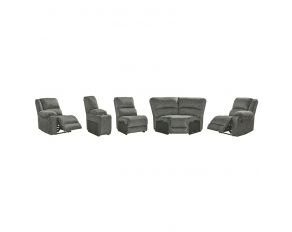 Goalie 5-Piece Reclining Sectional with Console and Armless Chair in Pewter