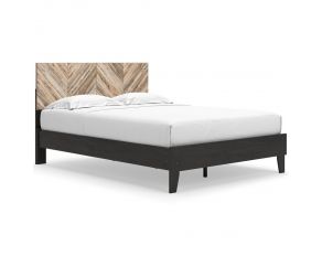 Piperton Queen Panel Platform Bed in Black and Brown