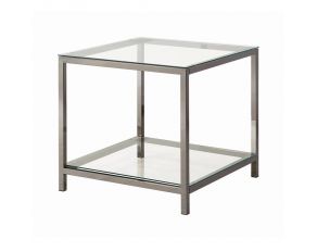 Ontario End Table With Glass Shelf in Black Nickel