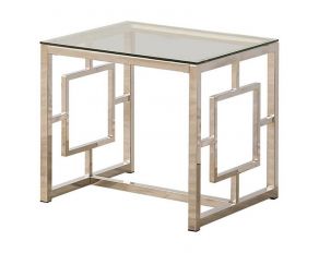 End Table with Glass Top in Satin Nickel