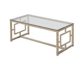 Coffee Table with Glass Table Top in Satin Nickel