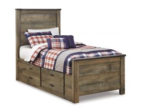 Trinell Twin Panel Bed with 2 Storage Drawers in Brown