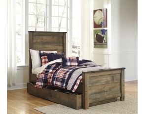 Trinell Twin Panel Bed with 1 Large Storage Drawer in Brown