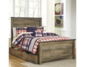 Trinell Full Panel Bed with 1 Large Storage Drawer in Brown