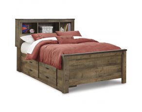 Trinell Full Bookcase Bed with 2 Storage Drawers in Brown