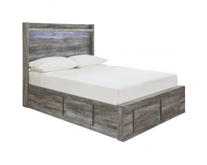 Baystorm Full Panel Bed with 6 Storage Drawers in Smoky Gray