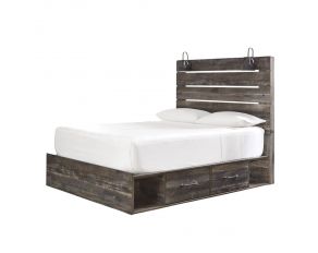 Drystan Queen Panel Bed with 2 Storage Drawers in Brown Multi