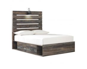 Drystan Full Panel Bed with 4 Storage Drawers in Brown Multi