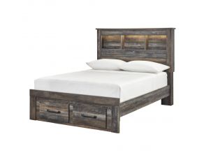 Drystan Full Bookcase Bed with Footboard Storage in Brown Multi