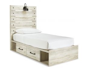 Cambeck Twin Panel Bed with 2 Storage Drawers in Whitewash
