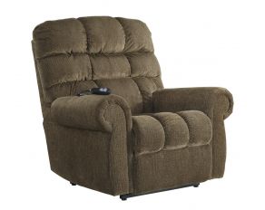 Ashley Furniture Ernestine Power Lift Recliner in Truffle