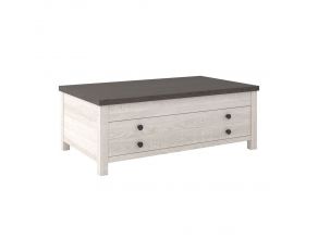 Dorrinson Coffee Table with Lift Top in White and Gray