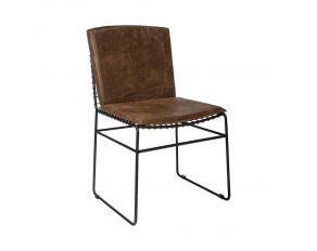Sherman Upholstered Side Chairs in Antique Brown And Matte Black