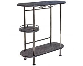 3-Tier Bar Unit in Black Nickel And Black Oak