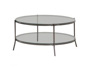 Laurie Glass Top Round Coffee Table in Black Nickel and Clear