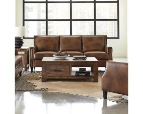 Leaton Upholstered Recessed Arms Sofa in Brown Sugar