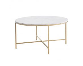 Round X-Cross Coffee Table in White And Gold