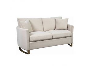 Corliss Upholstered Arched Arms Loveseat in Beige