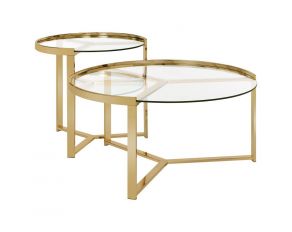 Delia 2-Piece Round Nesting Table in Clear And Gold