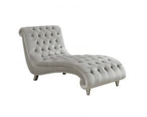 Lydia Tufted Cushion Chaise With Nailhead Trim in Grey